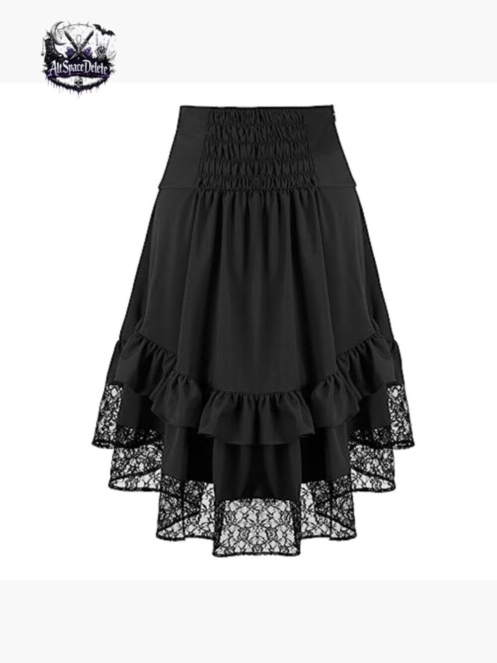 Asymmetrical Ruffled Steampunk Skirt High Low Renaissance Style - Picture 3 of 6
